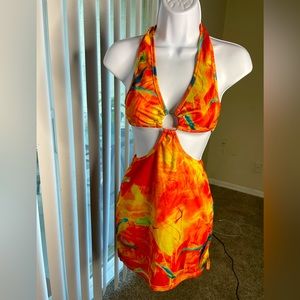 Multi-Colored backless Dress